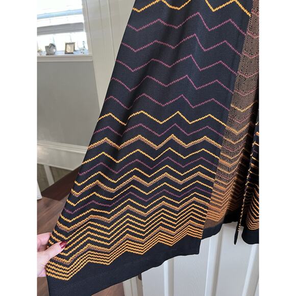 MISOOK Black Orange Magenta Chevron Knit Long Open Front Cardigan Sz 3X - Picture 3 of 14